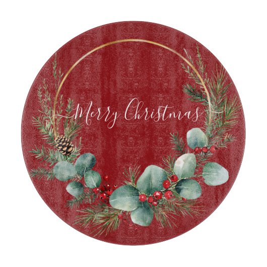 Seasonal Greenery with White Script  Snijplank (Voorkant)