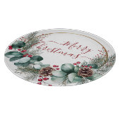 Seasonal Greenery with White Script  Snijplank (Hoek)