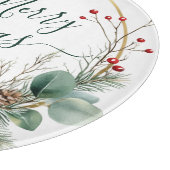 Seasonal Greenery with White Script  Snijplank (Hoek)