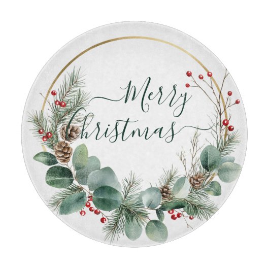 Seasonal Greenery with White Script  Snijplank (Voorkant)