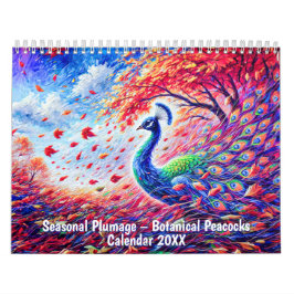 Seasonal Plumage – Botanical Peacocks Calendar Kalender