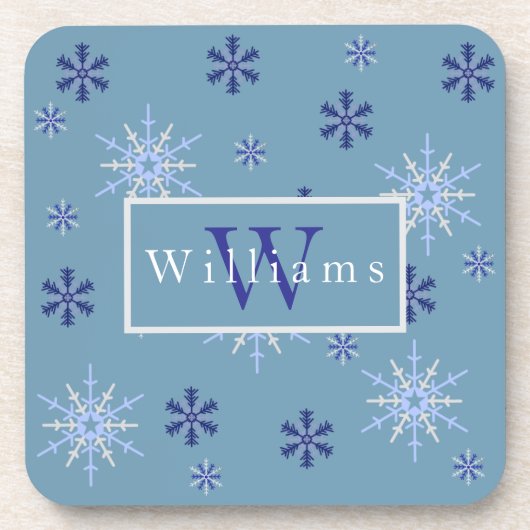 Seasonal Snowflake With Monogram Bier Onderzetter (Voorkant)