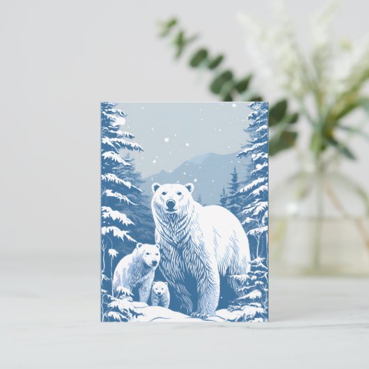 Seasonal Winter polar bear lovers Postcard  Briefkaart (Staand voorkant)