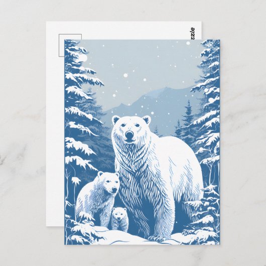 Seasonal Winter polar bear lovers Postcard Briefkaart (Voorkant / Achterkant)