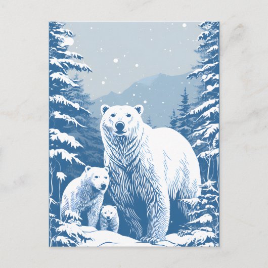 Seasonal Winter polar bear lovers Postcard  Briefkaart (Voorkant)