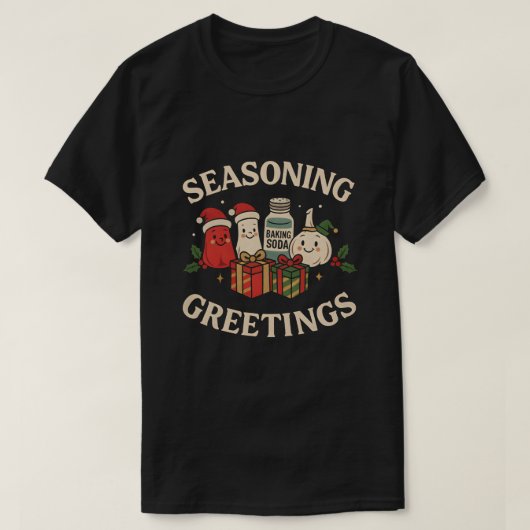 Seasoning Greetings Funny Chef Christmas Design T-shirt (Design voorkant)
