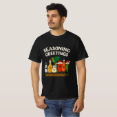 Seasoning Greetings Funny Chef Christmas Design T-shirt (Voorkant volledig)