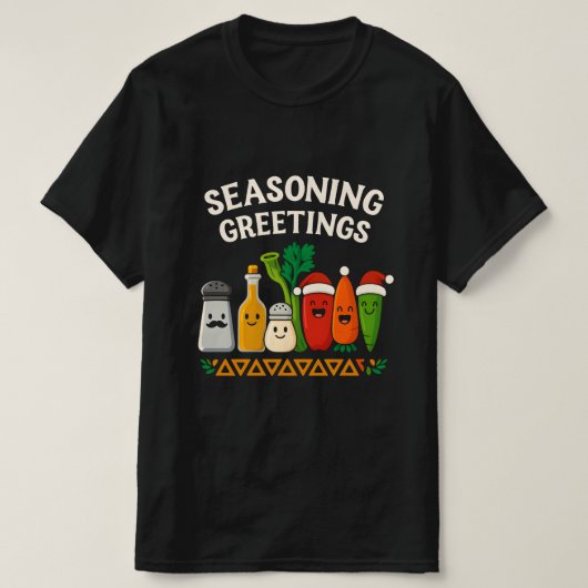 Seasoning Greetings Funny Chef Christmas Design T-shirt (Design voorkant)