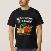 Seasoning Greetings Funny Chef Christmas Design T-shirt (Voorkant)