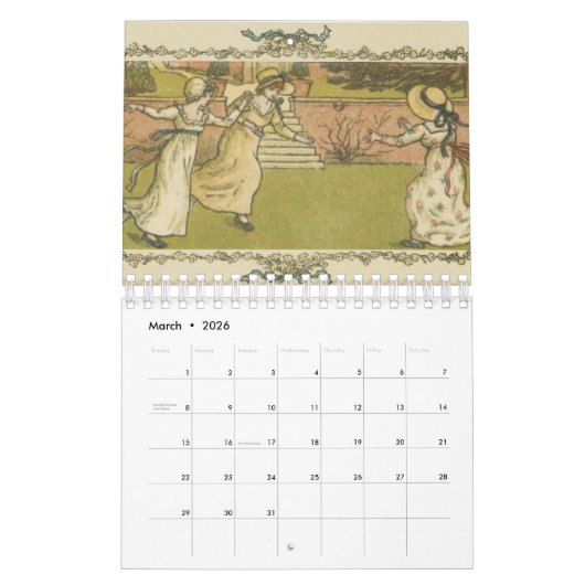  Seasons beroemd gemaakt door Kate Greenaway Flowe Kalender (Mar 2026)