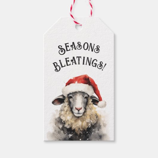 Seasons Bleatings Sheep Christmas Gift Label Cadeaulabel (Voorkant)