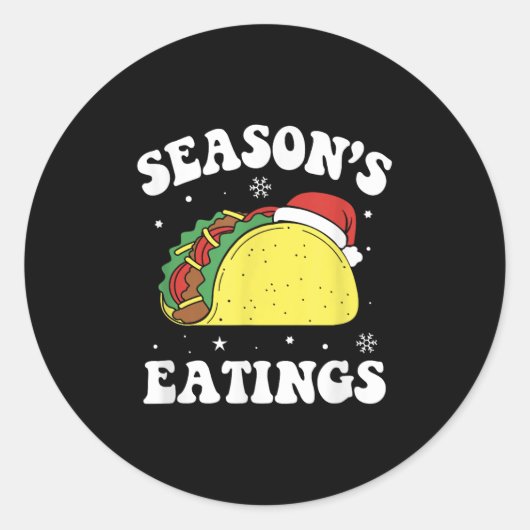 Season's Eatings Funny Christmas Taco Lover  Ronde Sticker (Voorkant)