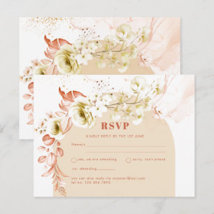 Seasons Fall Earthen Mix Boho Floral Wedding Briefkaart