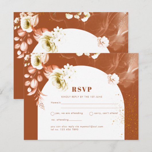 Seasons Fall Earthen Mix Boho Floral Wedding Briefkaart (Voorkant / Achterkant)