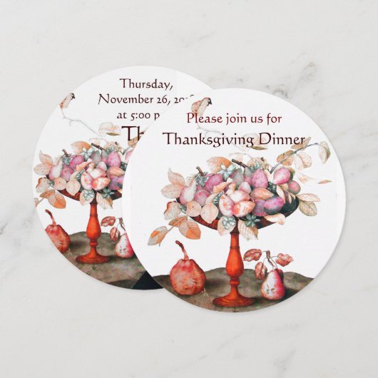 SEASON'S FRUITS 5 Thanksgiving Dinner Party Kaart (Voorkant / Achterkant)