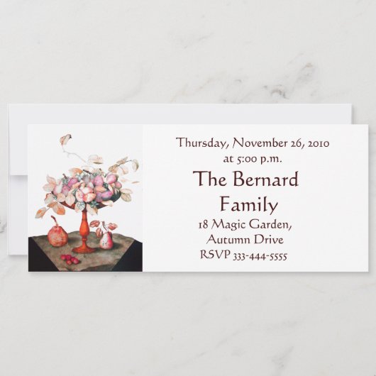 SEASON'S FRUITS 5 Thanksgiving Dinner Party white Kaart (Achterkant)