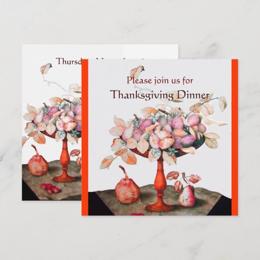 SEASON'S FRUITS 5 Thanksgiving Dinner Party white Kaart (Voorkant / Achterkant)