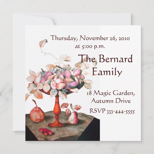 SEASON'S FRUITS 5 Thanksgiving Dinner Party white Kaart (Achterkant)