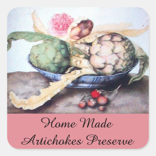 SEASON'S FRUITS/ARTICHOKE Preserve Canning Vierkante Sticker (Voorkant)