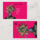SEASON'S FRUITS COLORFUL TULIPS MONOGRAM, Fuchsia Visitekaartje (Voorkant / Achterkant)