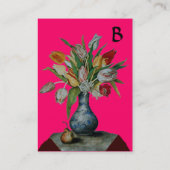 SEASON'S FRUITS COLORFUL TULIPS MONOGRAM, Fuchsia Visitekaartje (Achterkant)