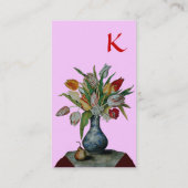 SEASON'S FRUITS - COLORFUL TULIPS MONOGRAM, roze Visitekaartje (Achterkant)