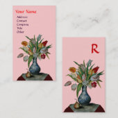 SEASON'S FRUITS - COLORFUL TULIPS MONOGRAM, roze Visitekaartje (Voorkant / Achterkant)