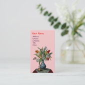 SEASON'S FRUITS - COLORFUL TULIPS MONOGRAM, roze Visitekaartje (Staand voorkant)