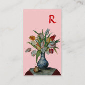 SEASON'S FRUITS - COLORFUL TULIPS MONOGRAM, roze Visitekaartje (Achterkant)