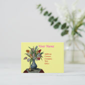 SEASON'S FRUITS - COLORFUL TULIPS MONOGRAM VISITEKAARTJE (Staand voorkant)