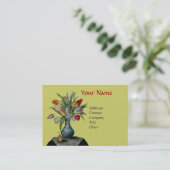 SEASON'S FRUITS - COLORFUL TULIPS MONOGRAM VISITEKAARTJE (Staand voorkant)