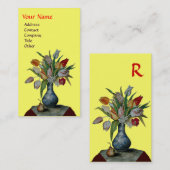 SEASON'S FRUITS - COLORFUL TULIPS MONOGRAM VISITEKAARTJE (Voorkant / Achterkant)