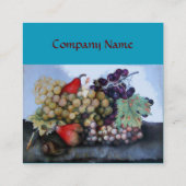 SEASON'S FRUITS GRAPES EN PEARS Bright Blue Vierkante Visitekaartje (Achterkant)