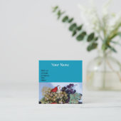 SEASON'S FRUITS GRAPES EN PEARS Bright Blue Vierkante Visitekaartje (Staand voorkant)