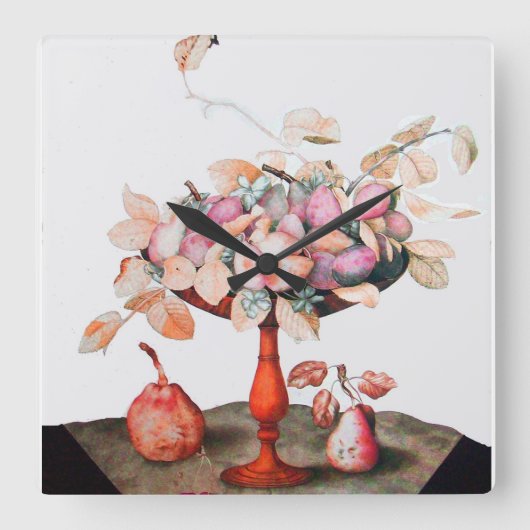 SEASON'S FRUITS JASMINES, PRUNES PEARS, FRUIT BOWL VIERKANTE KLOK (Voorkant)