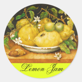SEASON'S FRUITS LEMON JAM , PRESERVE , CANNING JAR RONDE STICKER