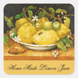 SEASON'S FRUITS LEMON JAM , PRESERVE , CANNING JAR VIERKANTE STICKER