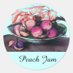 SEASON'S FRUITS / PEACH Preserve Canning Jar Ronde Sticker