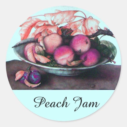 SEASON'S FRUITS / PEACH Preserve Canning Jar Ronde Sticker (Voorkant)