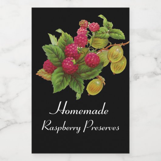 SEASON'S FRUITS / RASPBERRIES PRESERT Black Voedselcontainer Etiket (Enkel label)