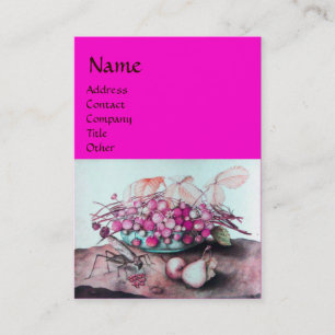 SEASON'S FRUITS/STRAWBERRIES, PEARS Fuchsia Blue Visitekaartje