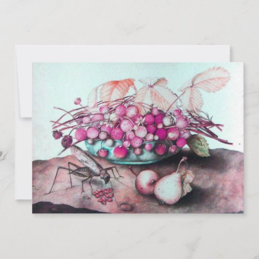 SEASON'S FRUITS / STRAWBERRIES , PEARS Fuchsia roz Aankondiging (Voorkant)