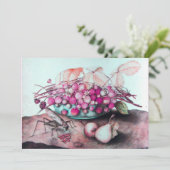 SEASON'S FRUITS / STRAWBERRIES , PEARS Fuchsia roz Aankondiging (Staand voorkant)