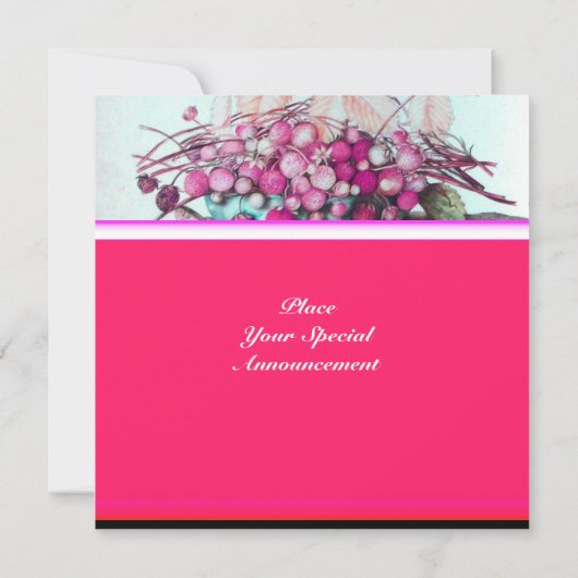 SEASON'S FRUITS / STRAWBERRIES , PEARS Fuchsia roz Kaart (Achterkant)