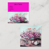 SEASON'S FRUITS, STRAWBERRIES, PEARS Hot Pink Vierkante Visitekaartje (Voorkant / Achterkant)