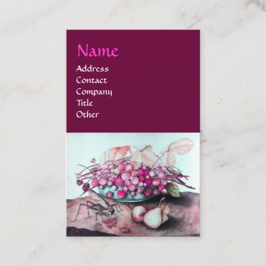 SEASON'S FRUITS/STRAWBERRIES, PEARS Pink Paars Visitekaartje (Voorkant)