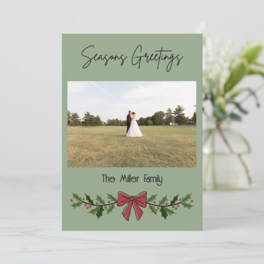 Seasons Greeting Garland and Mistletoe Kaart (Staand voorkant)