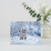 Seasons Greeting Holiday Bobcat Snow Feestdagenkaart (Staand voorkant)
