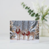 Seasons Greeting Holiday Deer Wreaths Feestdagenkaart (Staand voorkant)