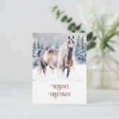 Seasons Greeting Horse in the Snow Feestdagenkaart (Staand voorkant)